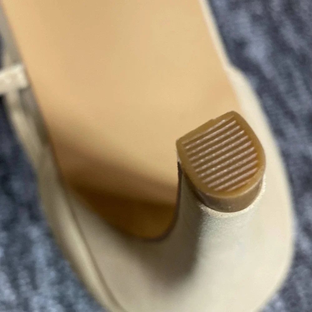 Lulus Strappy Stiletto Sandals Womens 6 Beige‎ Vegan Leather Dress Shoes